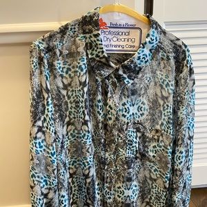 Blue Snakeskin Chiffon top